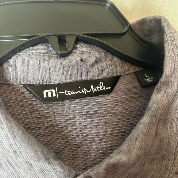 Travis Mathew Polo Heather Purple Short Sleeve Skate Casual Golf Stretch L - Picture 8 of 8